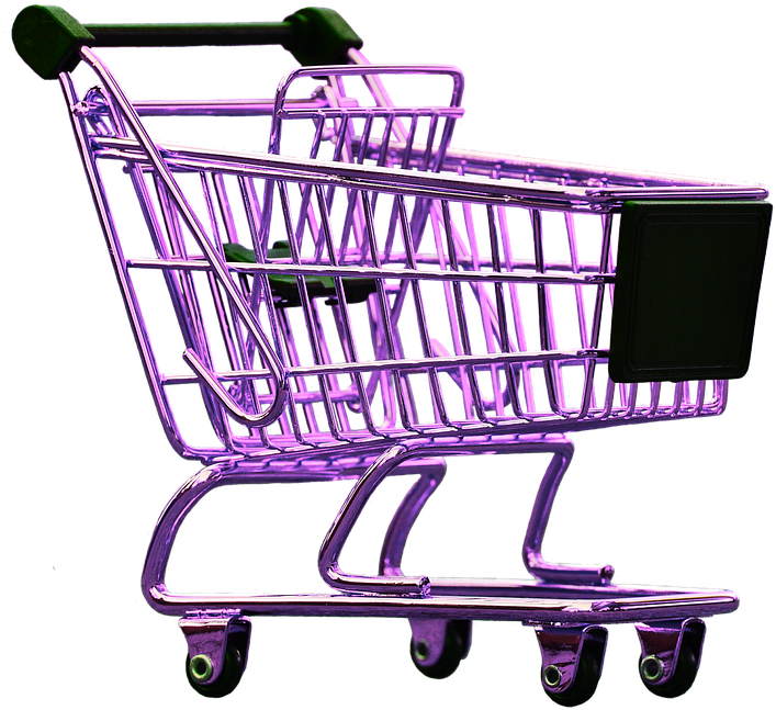 Shopping Cart, Pink, Isolated, Exemption, Cut Out - Shopping Cart Png (727x720)
