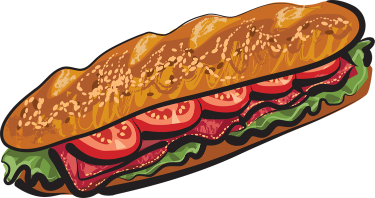 Sandwich - Clipart - Submarine Sandwich Clip Art (749x396)