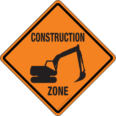 Blank Construction Sign Clipart - Road Work Ahead Sign (380x380)