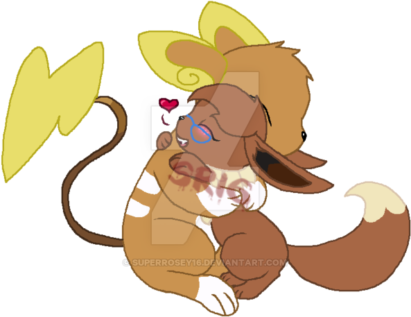 28 Collection Of Alolan Raichu Drawing - Alolan Raichu X Eevee (600x462)