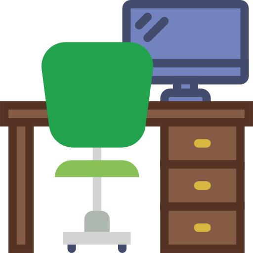 Office, Table, Studio, Chair, Desk, Furniture, Furniture - Office Desk Icon Png (512x512)