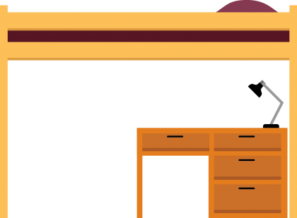 Graphic Of Lofted Bed - Loft Clipart (420x309)