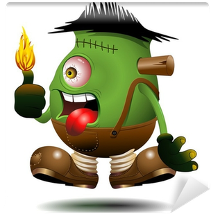 One Eyed Frankenstein Monster Cartoon On Fire-vector - Cartoon (400x400)
