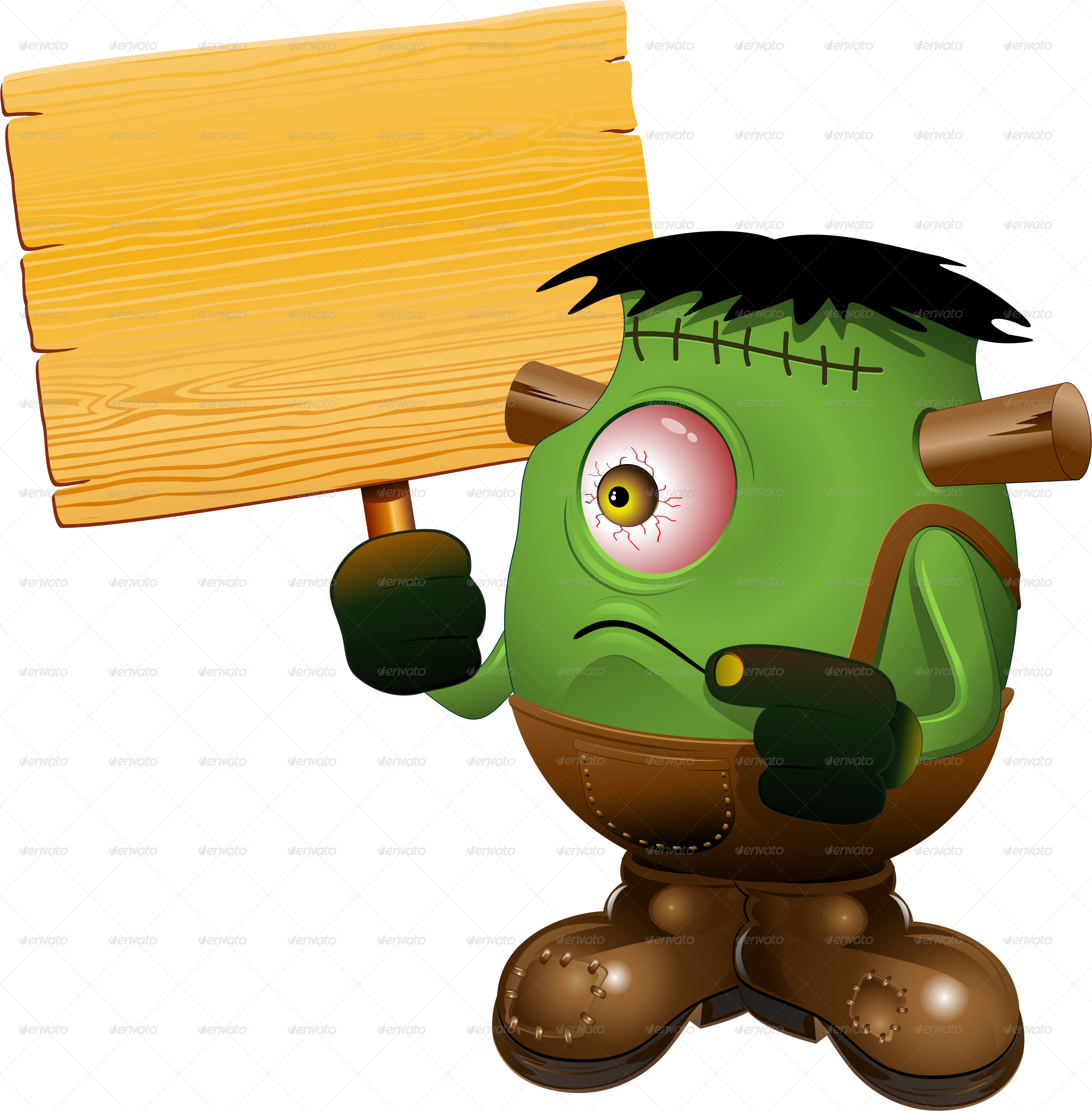 Frankenstein Monster One Eyed Cartoon-jpg 900 C - Frankenstein Cartoon Png (2416x2459)