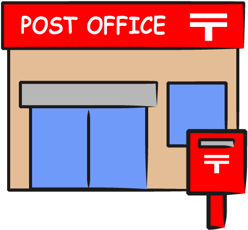 「郵便局」フリーイラスト - Post Office (500x500)