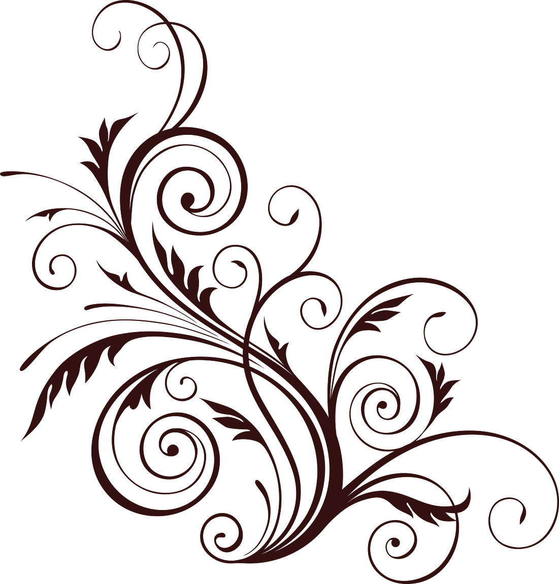 Brown Floral Png - Transparent Background Swirls Png (1101x1152)