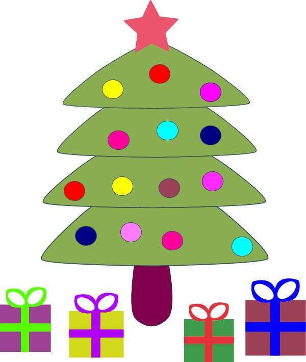 Closed Christmas Day - Cartoon Christmas Tree With Presents (600x710)