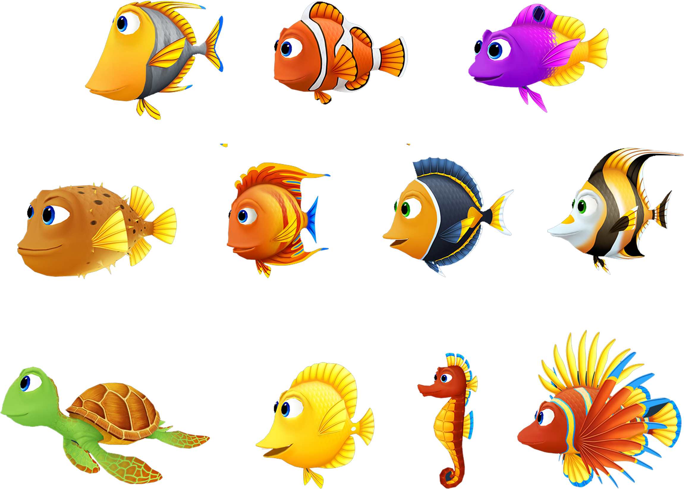 Turtle Fish Finding Nemo Seahorse - Finding Nemo Seahorse (2440x2001)