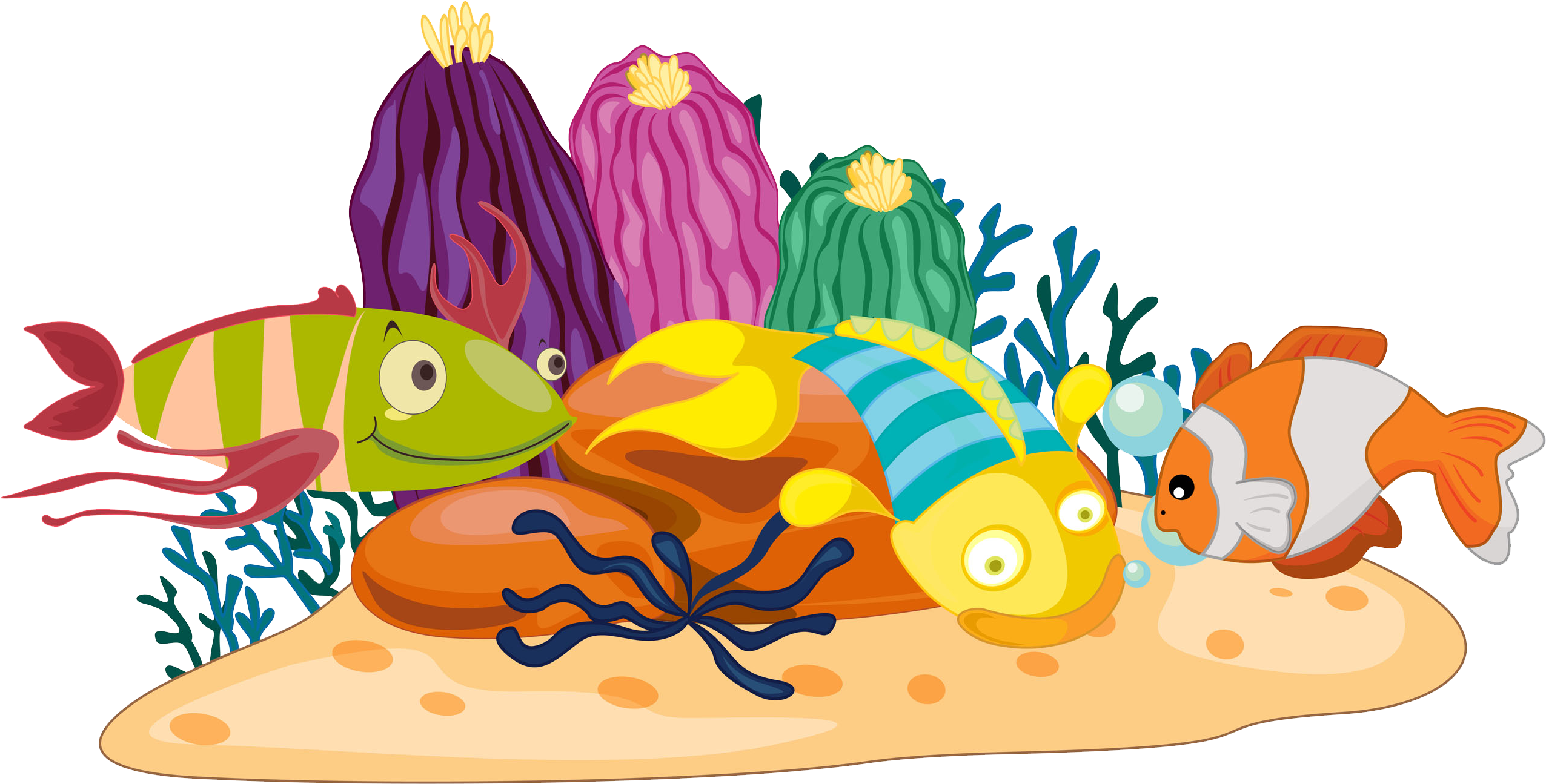 Coral Reef Fish Clip Art - Reef Clip Art (2647x1320)