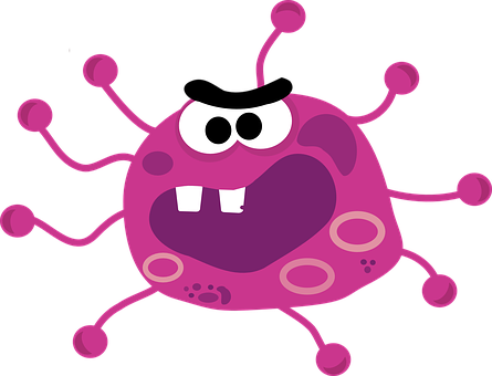 Germ Bacillus Angry Fight Against Illness - Virus Clipart (445x340)