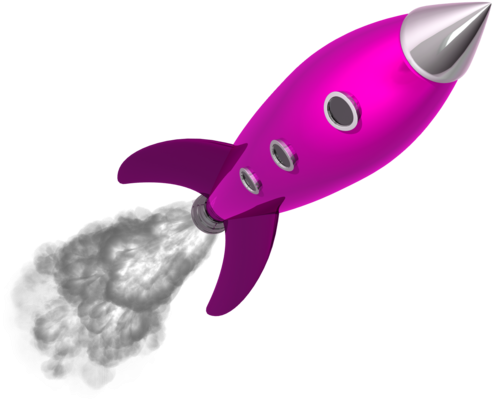 Rocket Clipart Pink - Pink Spaceships (500x406)