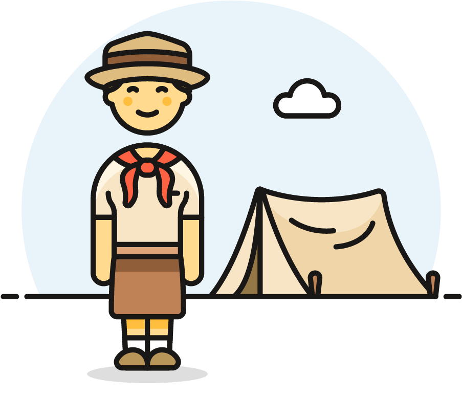 114 Scout Tent Camping Female Asian - Cartoon (1024x1148)