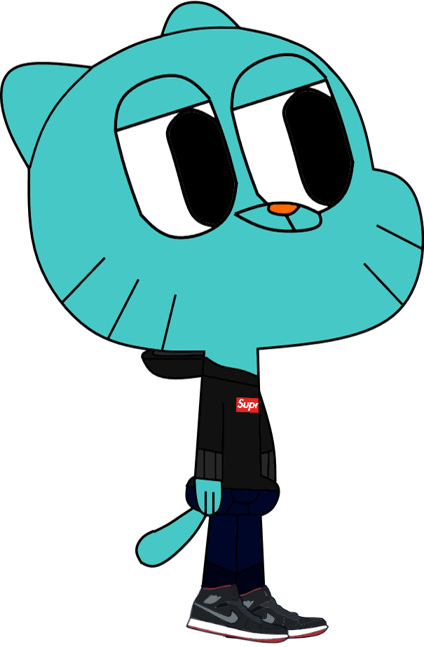 Gumball Watterson Chilling In His Aj1s By Baldurbapeboy - The Amazing World Of Gumball (605x923)