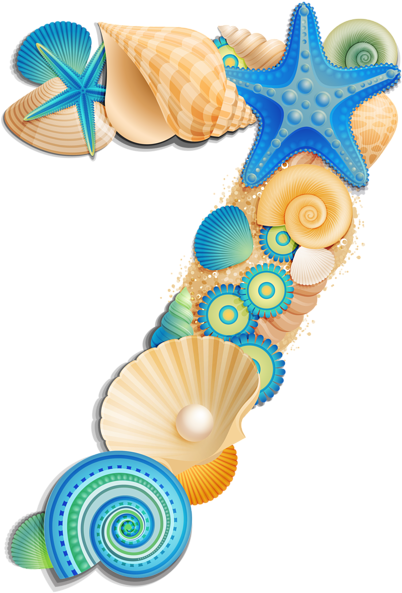 Transparent Number Seven Sea Style Png Clipart Picture - Sea Numbers Png (455x600)