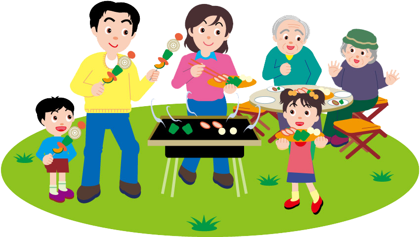 Barbecue Grill Cooking Family Illustration - Barbecue Grill Cooking Family Illustration (850x480)