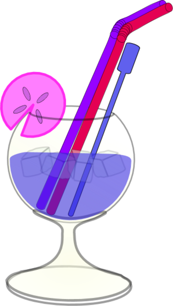 Glass Juice Straw Lemon Ice - Cocktail Clip Art (600x1060)
