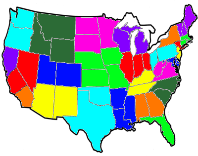 Show Choir Regions - Usa Map Black And White (400x316)