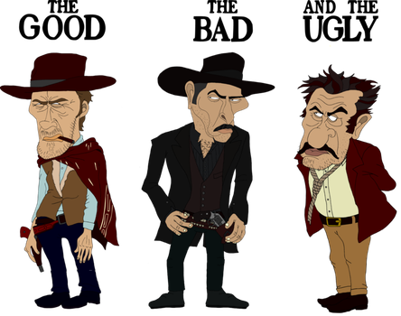 Gun, Clint Eastwood, Classic Movies, Caricatures, Handgun, - Good The Bad The Ugly (444x350)