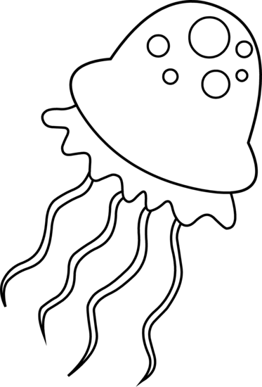 Jellyfish Clipart Black And White - Jelly Fish Black And White Clipart (373x550)