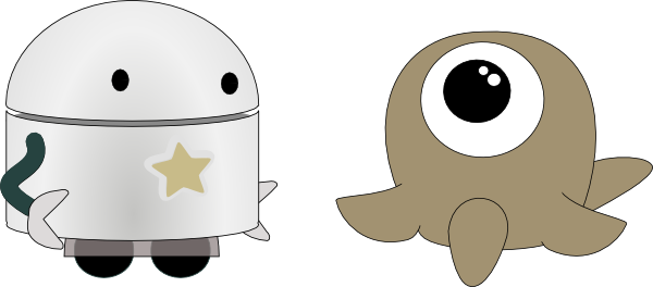 A Cartoon Robot And A Cartoon Alien - Alien With 4 Legs (600x264)