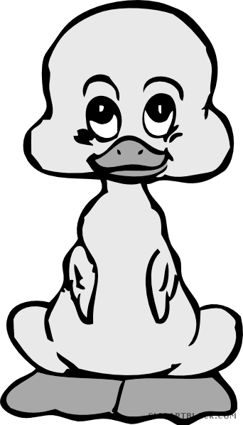 Baby Duck Animal Free Black White Clipart Images Clipartblack - Huggable Baby Duck Ornament (round) (342x598)