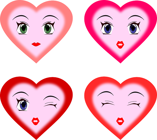 Eyes, Eye, Faces, Face, Cartoon, Heart, Love, Smiley - Cartoon Hearts With Faces (640x571)
