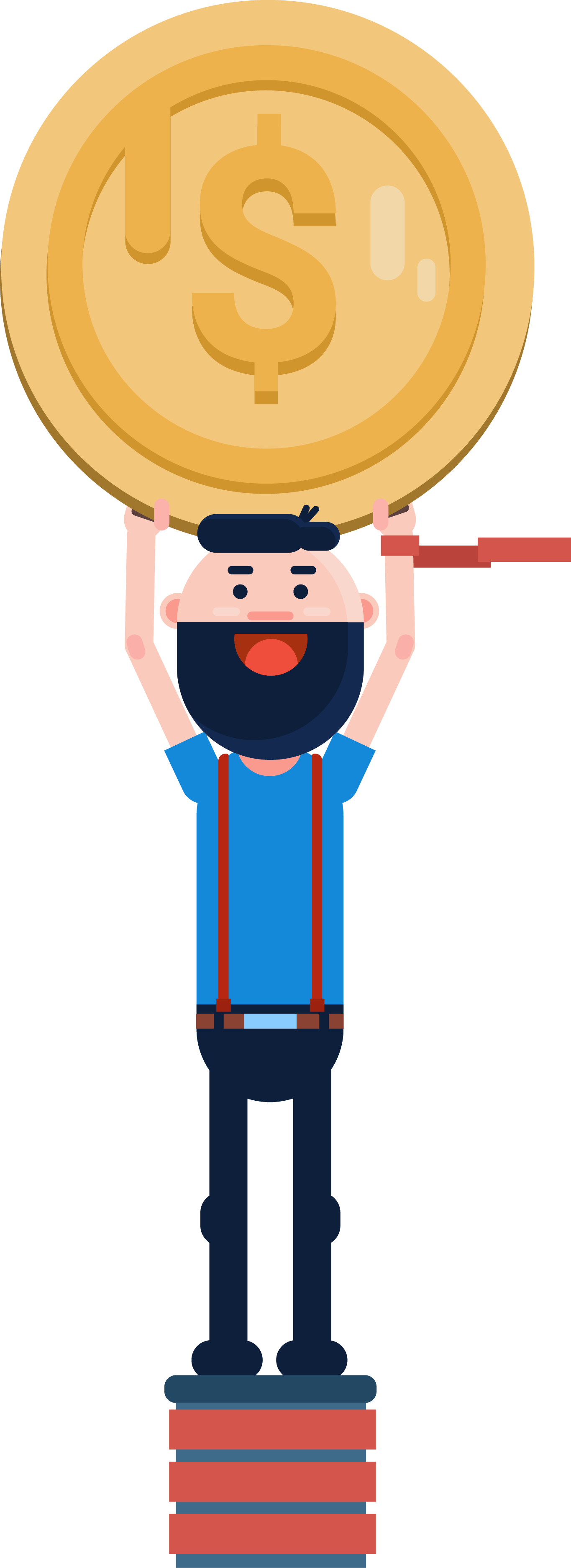 Flat Design Illustration - Gold Coin (1365x3745)