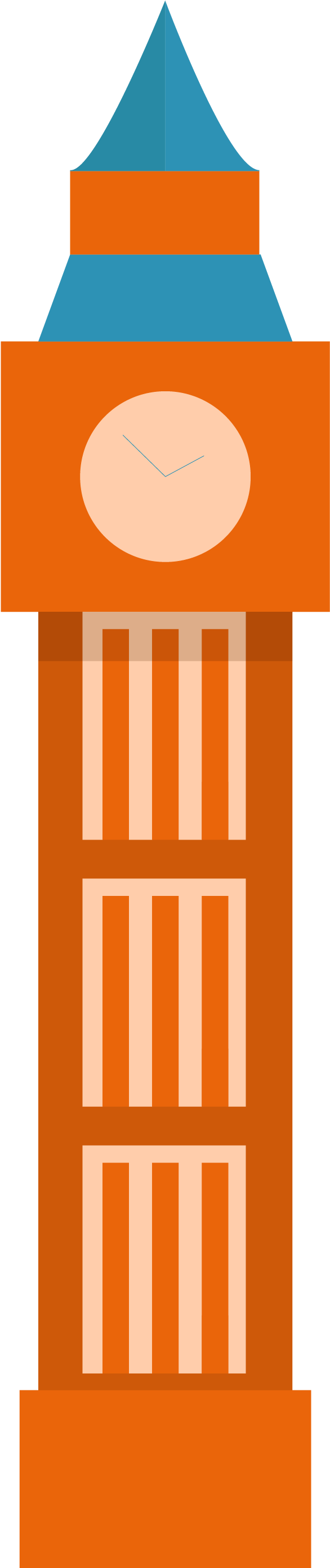 Big Ben Flat Design Bell - Transparent Big Ben Cartoon (1118x3060)