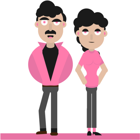 Pink Couple Flat Design By Lextragon - Cartoon (1024x576)