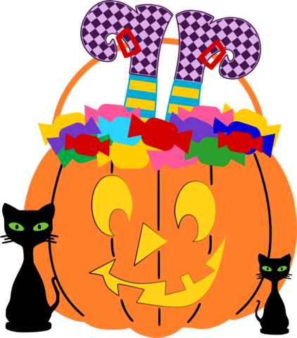 Jack O Lantern And Treats - Halloween (422x480)