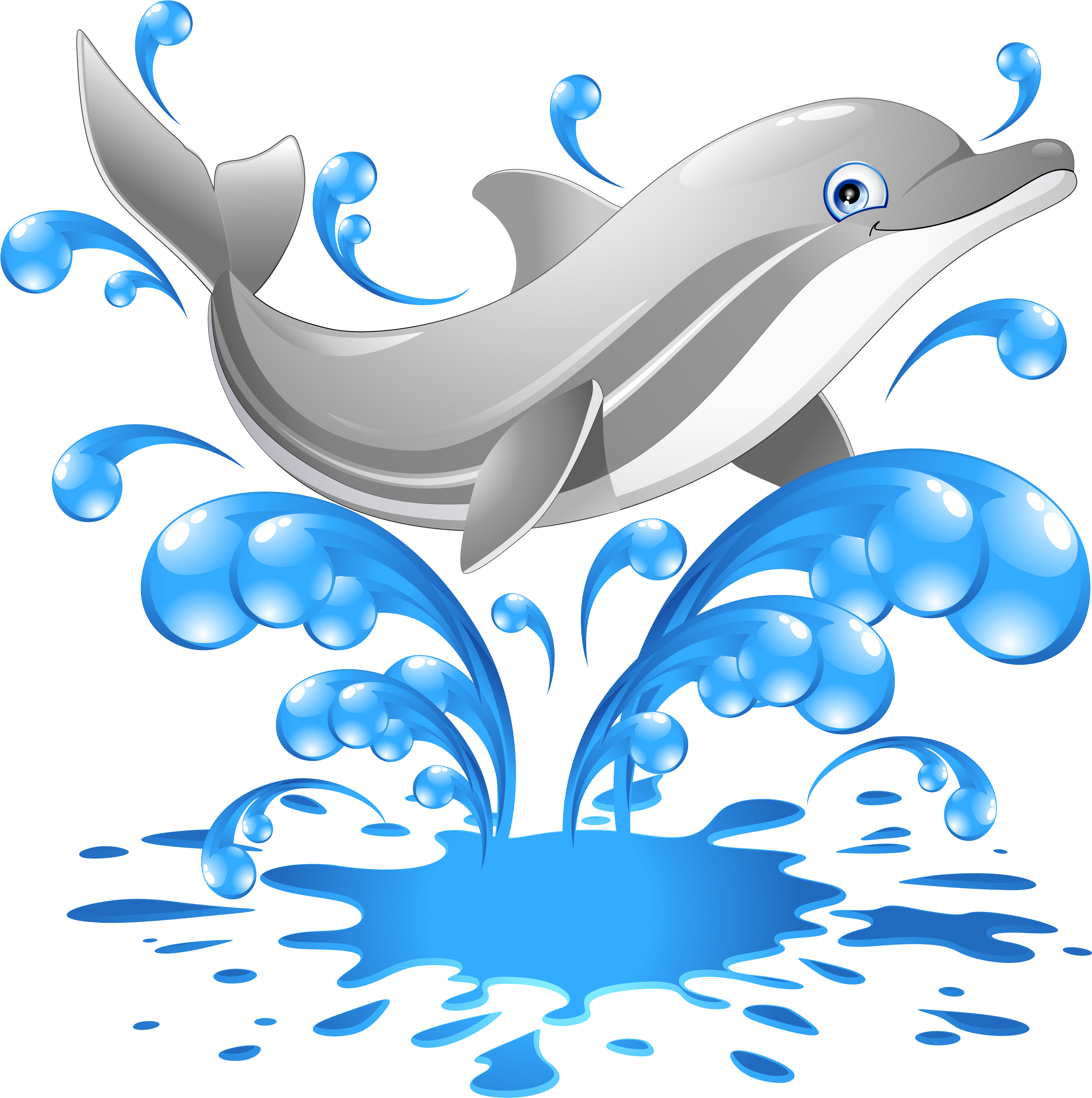 Dolphin Cartoon Clip Art - Dolphin With Water Clip Art (3197x3156)