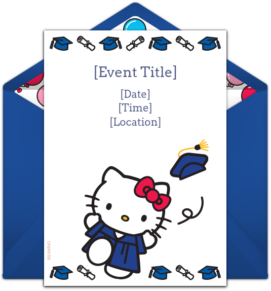 Graduation Clipart Hello Kitty - Hello Kitty Graduation Invitations (650x650)