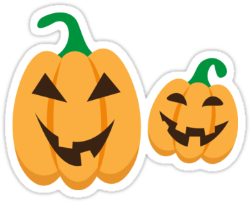 Fun Halloween Sticker Featuring Two Cute Cartoon Jack - Jack-o'-lantern (375x360)