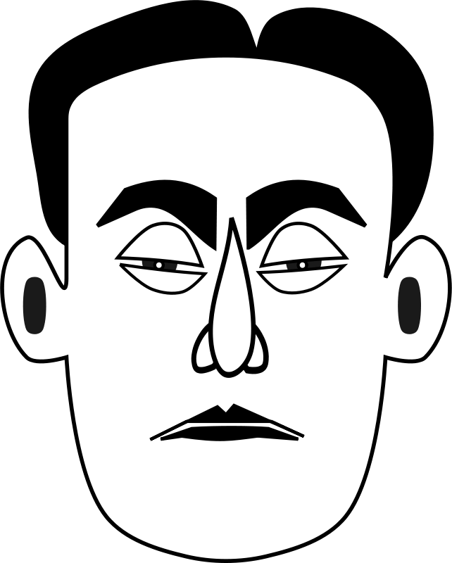 Black And White Sad Man Clipart (642x800)