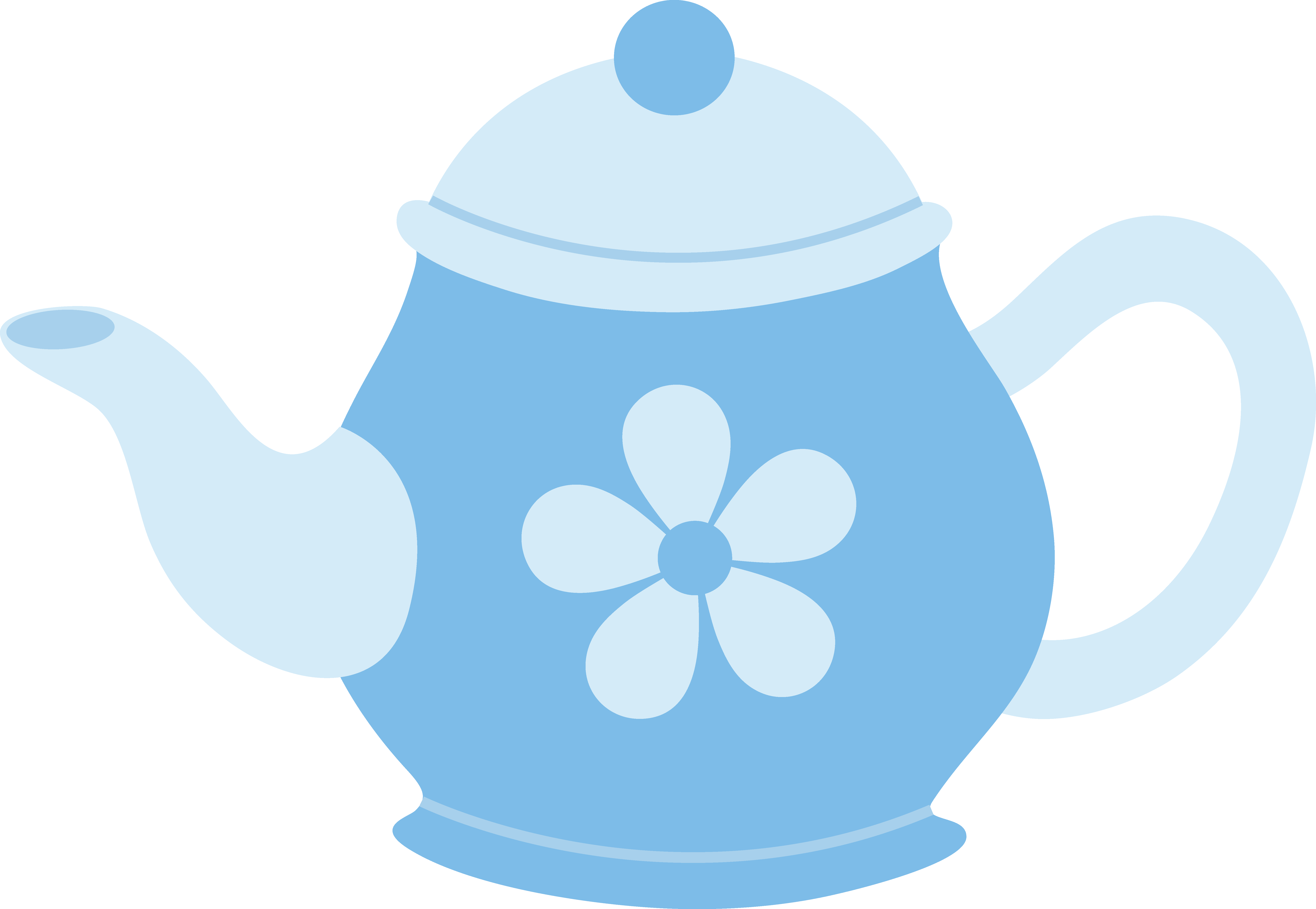 Blue Teapot With Flower - Blue Tea Pot Clip Art (7108x4910)
