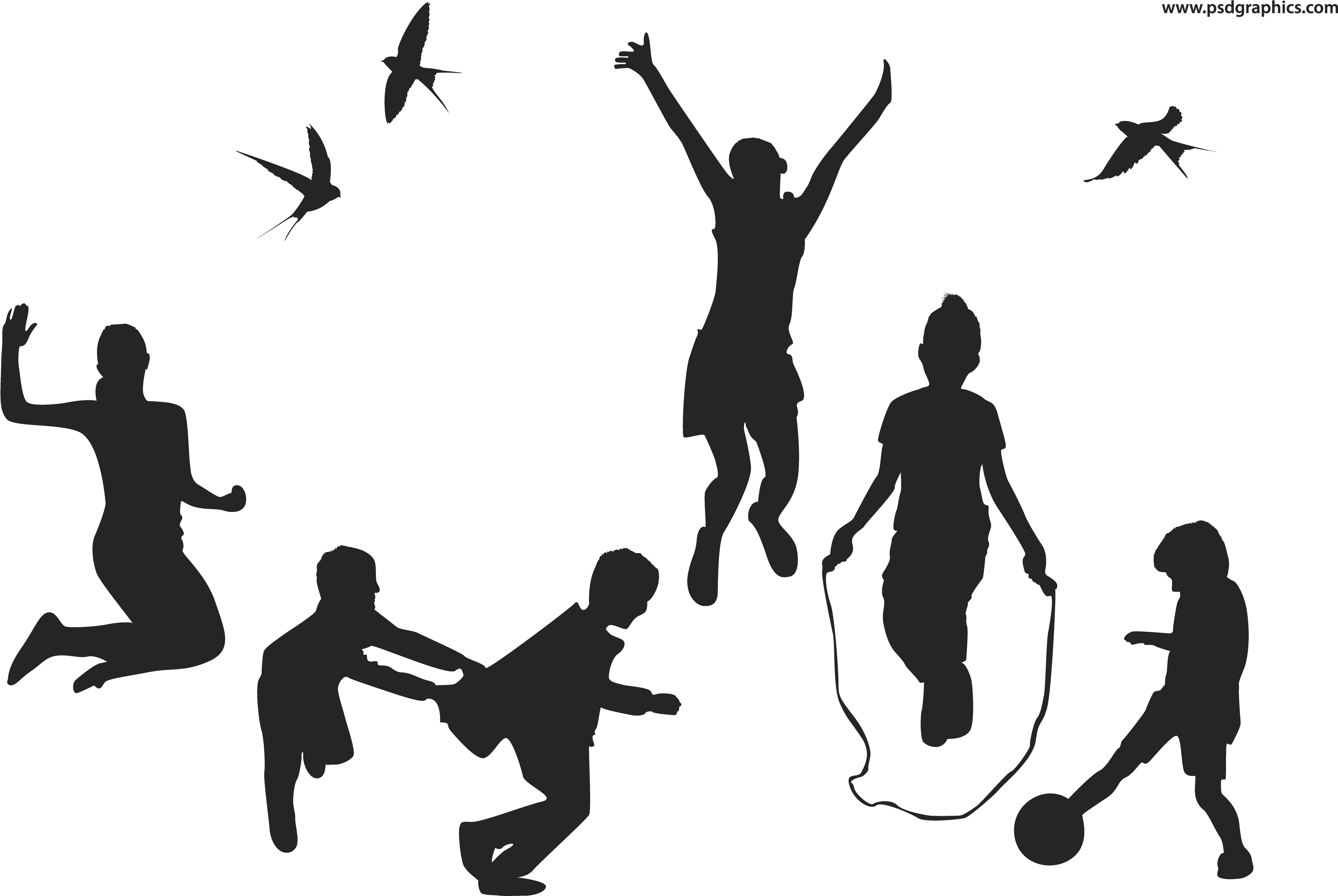 Playful Children Vector Silhouettes Psdgraphics Cold - Children Silhouette Png (5000x3333)