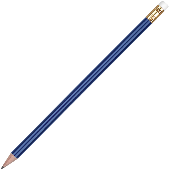 Oro Round Wooden Pencil With Eraser- Medium Blue - Blue Pencil (720x720)