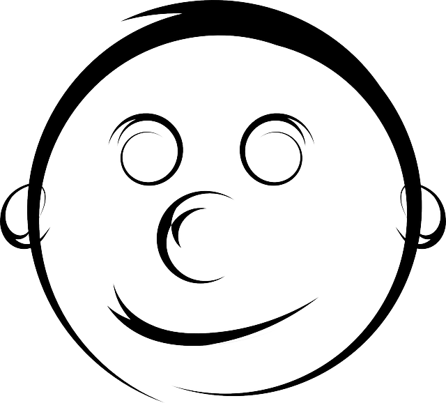 Man, Head, Human, Boy - Black And White Smiley Face (640x578)
