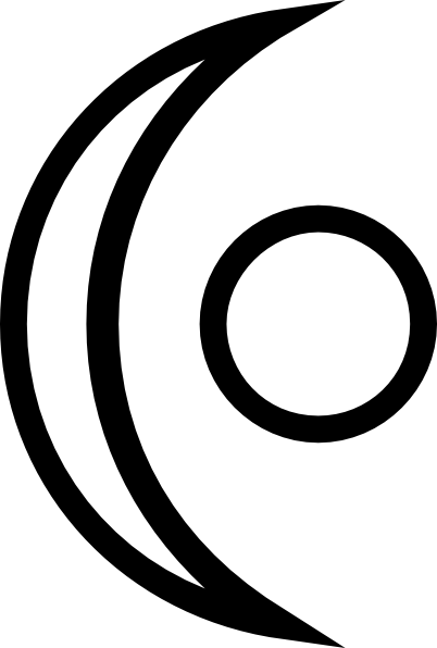 Ancient Symbol Clip Art At Clker - Crescent Moon With Circle (506x750)