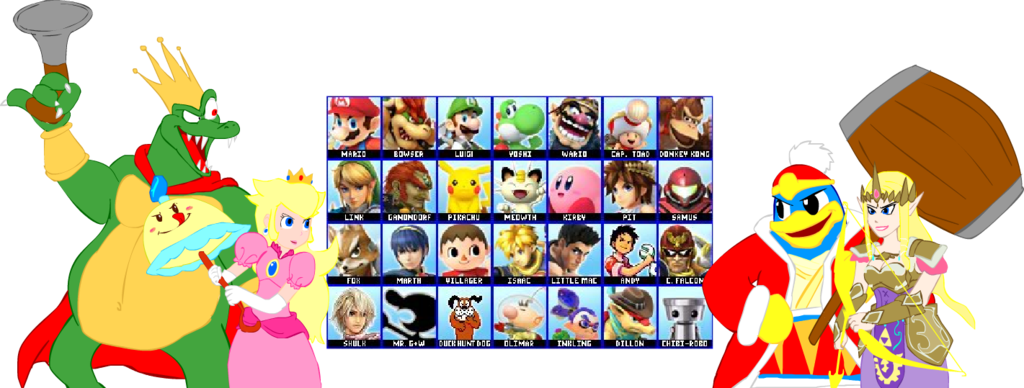 Battle Royal Ssb Roster Game Round 6 By Aceofabra - Cartoon (1024x388)