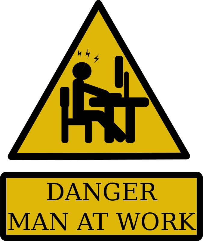 Sign Clipart Man At Work - Danger Man At Work (675x800)