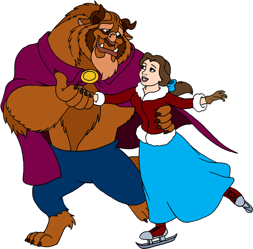 Belle And The Beast Skating By Lionkingrulez - Beauty And The Beast: The Enchanted Christmas (840x820)