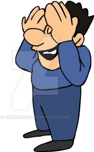 Man Covering His Eyes By Jamilmughal - Man Covering His Eyes Cartoon (400x537)