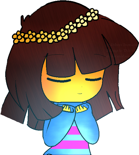 Frisk With The Flowers Crown Render I Undertale By - Undertale Frisk Flower Crown (535x556)