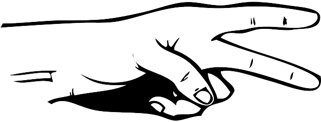Scissors, Outline, Hand, Open, Human, Palm, Finger - Rock Paper Scissors Clip Art (640x320)