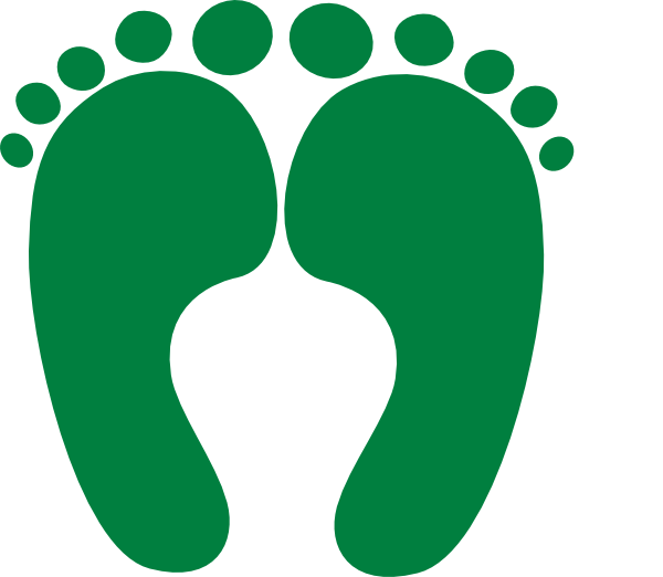 This Free Clip Arts Design Of Dark Green Happy Feet - Baby Footprints With Heart (600x522)