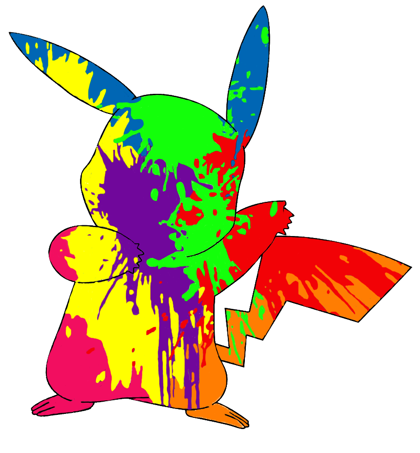 Paint Splatter Pikachu By Backapple On Deviantart - Trippy Pikatchu Transparante (861x927)