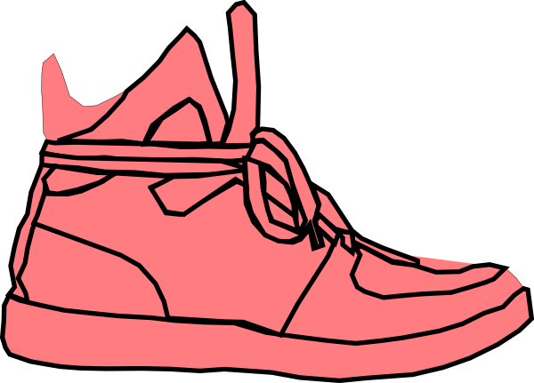 Pink Black Sneaker Svg Clip Arts 600 X 431 Px - Cartoon Shoe (600x431)