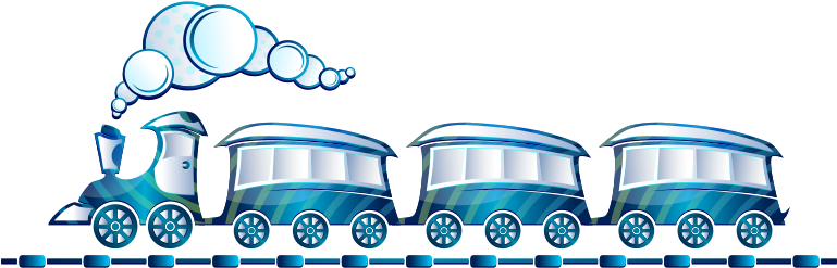 Cartoon Trains - Blue Train Clipart (800x262)