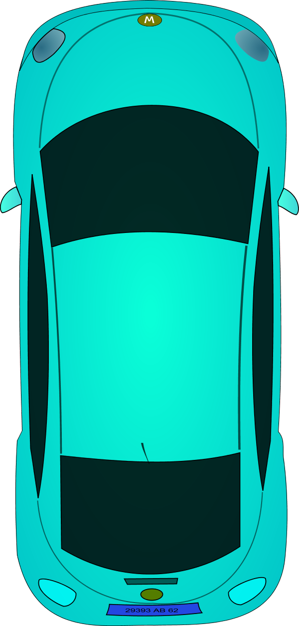 Sports Car Top View Clipart - Green Car Top View (600x1255)